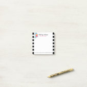 Elegantes Schwarz-Weiß Streifen Blumenstrauß Post-it Klebezettel (Auf Schreibtisch)