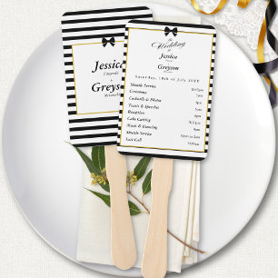 Elegantes Schwarz-Weiß-Streifen-Gold-Hochzeitsprog Fächer
