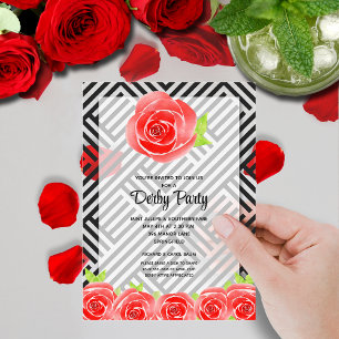 Elegantes Schwarz-Weiß-Streifen-Rosen-Derby-Pferd Acryleinladungen