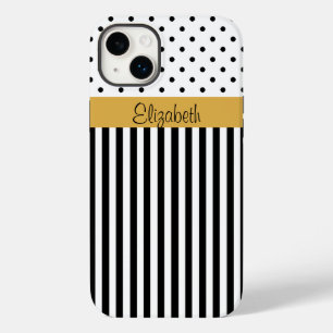 Elegantes Schwarz/Weiß - Streifen und Polka-Punkte Case-Mate iPhone Hülle