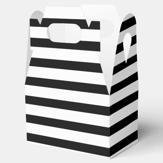 Elegantes Schwarz-Weiß-Stripteppichchen Geschenkschachtel (Geöffnet)