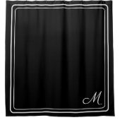 Elegantes Schwarz-weiß stylisches Monogramm Duschvorhang (Vorderseite)