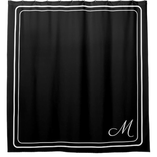 Elegantes Schwarz-weiß stylisches Monogramm Duschvorhang (Vorderseite)