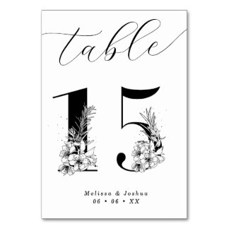 Elegantes Schwarz-Weiß-Tabelle 15 Tischnummer
