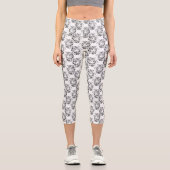 Elegantes Schwarz-Weiß-Tiger-Head Print Design Capri Leggings (Vorderseite)