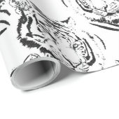 Elegantes Schwarz-Weiß-Tiger-Head Print Design Geschenkpapier (Rolleneckpunkt)