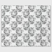 Elegantes Schwarz-Weiß-Tiger-Head Print Design Geschenkpapier (Flach)