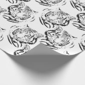 Elegantes Schwarz-Weiß-Tiger-Head Print Design Geschenkpapier (Ecke)