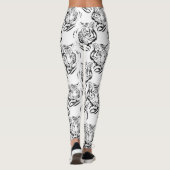 Elegantes Schwarz-Weiß-Tiger-Head Print Design Leggings (Rückseite)