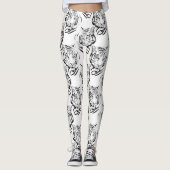 Elegantes Schwarz-Weiß-Tiger-Head Print Design Leggings (Vorderseite)