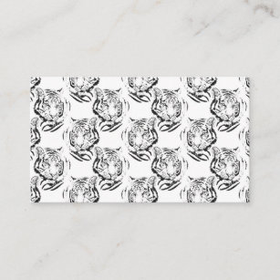 Elegantes Schwarz-Weiß-Tiger-Head Print Design Visitenkarte