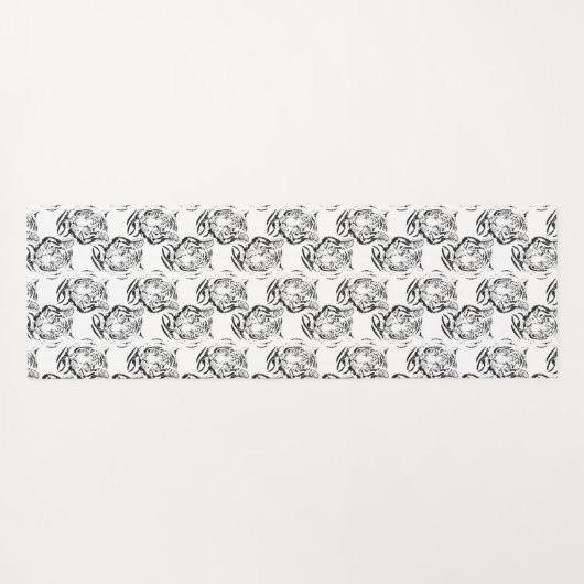 Elegantes Schwarz-Weiß-Tiger-Head Print Design Yogamatte (Rückseite (Horizontal))