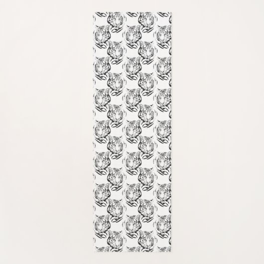 Elegantes Schwarz-Weiß-Tiger-Head Print Design Yogamatte (Vorderseite)