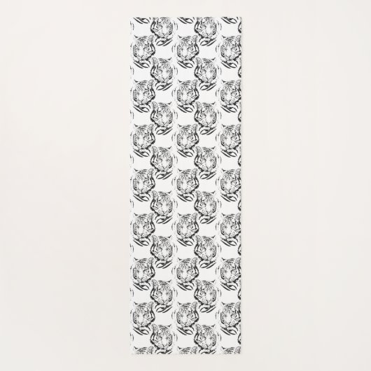 Elegantes Schwarz-Weiß-Tiger-Head Print Design Yogamatte (Rückseite)
