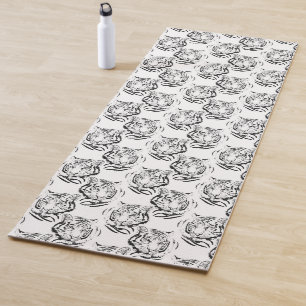 Elegantes Schwarz-Weiß-Tiger-Head Print Design Yogamatte