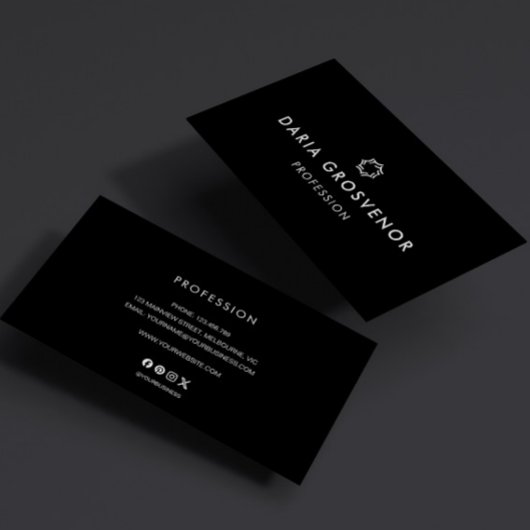 Elegantes Schwarz-Weiß-Transparentes Logo Visitenkarte