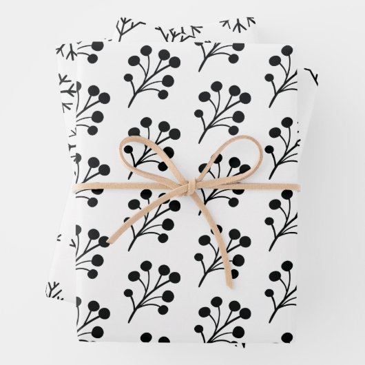 Elegantes Schwarz & Weiß Trendy Weihnachtsmuster Geschenkpapier Set (Beispiel)