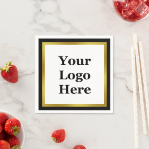 Elegantes Schwarz, Weiß und Gold Ihr Logo hier Serviette