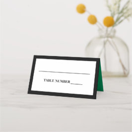 Elegantes Schwarz, Weiß und Kleeblatt Grün Platzkarte