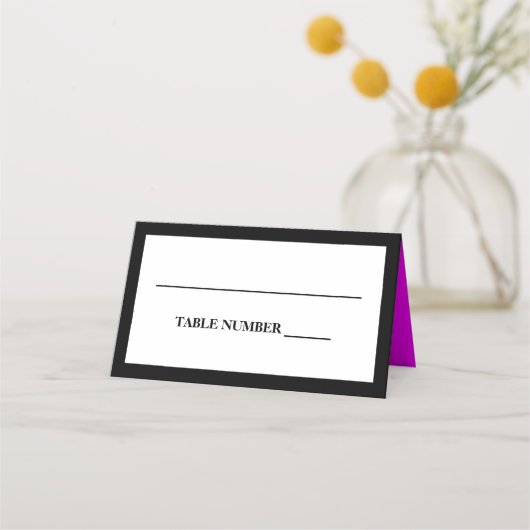 Elegantes Schwarz, Weiß und Magenta Pink Platzkarte (Vorderseite)