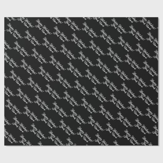 Elegantes Schwarz-Weiß-verschwenderisches Drehbuch Geschenkpapier (Flach)