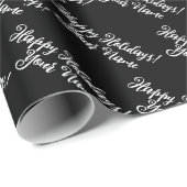 Elegantes Schwarz-Weiß-verschwenderisches Drehbuch Geschenkpapier (Rolleneckpunkt)