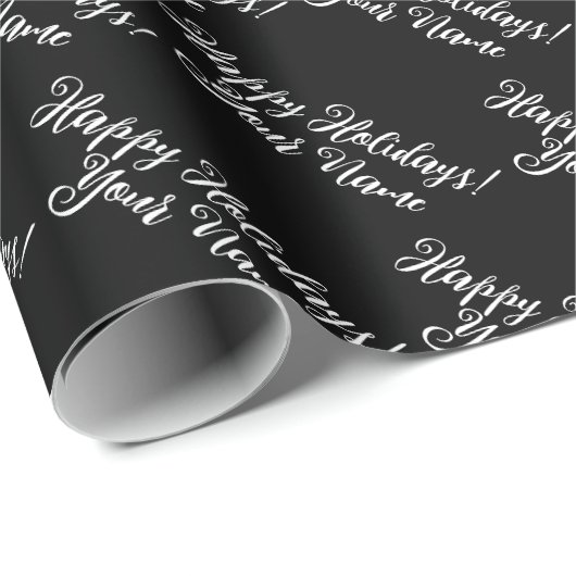 Elegantes Schwarz-Weiß-verschwenderisches Drehbuch Geschenkpapier (Rolleneckpunkt)