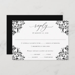 Elegantes Schwarz-Weiß Vintag Classic Wedding RS RSVP Karte
