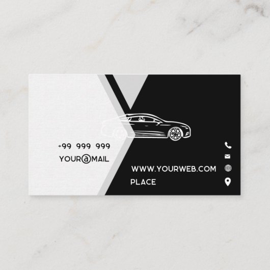 Elegantes Schwarz-Weiß Visitenkarte (Rückseite)