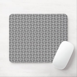 Elegantes Schwarz-Weiß-Volkskunst-Blumenmuster nah Mousepad