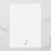 Elegantes Schwarz-Weiß-Wappen Hochzeit Folieneinladung (Rückseite)