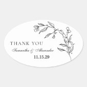 Elegantes Schwarz-Weiß-Wappen Ovaler Aufkleber (Vorderseite)