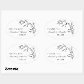 Elegantes Schwarz-Weiß-Wappen Ovaler Aufkleber (Blatt)