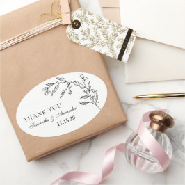 Elegantes Schwarz-Weiß-Wappen Ovaler Aufkleber