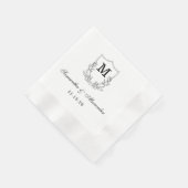 Elegantes Schwarz-Weiß-Wappen Serviette (Ecke)