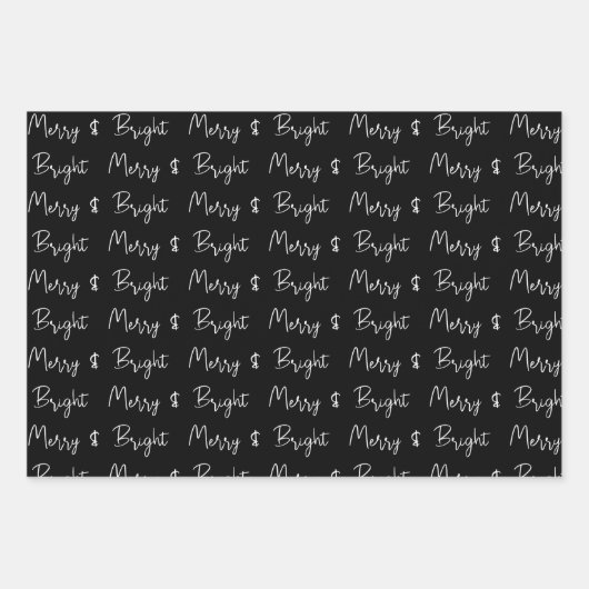 Elegantes Schwarz-Weiß-Weihnachten Geschenkpapier Set (Vorderseite 3)