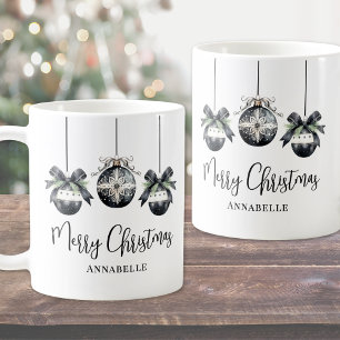 Elegantes Schwarz Weiß Weihnachten Kaffeetasse