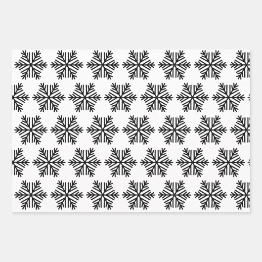 Elegantes Schwarz-Weiß Weihnachten Schneeflocken G Geschenkpapier Set (Vorderseite 3)