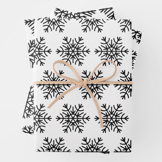 Elegantes Schwarz-Weiß Weihnachten Schneeflocken G Geschenkpapier Set (Beispiel)