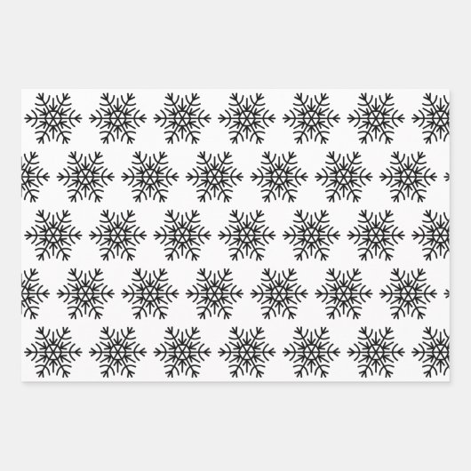 Elegantes Schwarz-Weiß Weihnachten Schneeflocken G Geschenkpapier Set (Vorderseite)