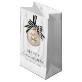 Elegantes Schwarz-Weiß Weihnachtsbaum Kleine Geschenktüte (Vorderseite Schrägansicht)