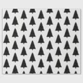 Elegantes Schwarz-Weiß-Weihnachtsbaummuster Geschenkpapier (Flach)