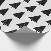 Elegantes Schwarz-Weiß-Weihnachtsbaummuster Geschenkpapier (Ecke)