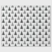 Elegantes Schwarz-Weiß-Weihnachtsbaummuster Geschenkpapier (Flach)