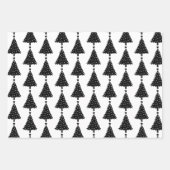 Elegantes Schwarz-Weiß-Weihnachtsbaummuster Geschenkpapier Set (Vorderseite 3)