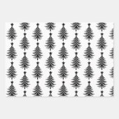 Elegantes Schwarz-Weiß-Weihnachtsbaummuster Geschenkpapier Set (Vorderseite)