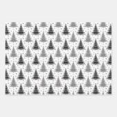 Elegantes Schwarz-Weiß-Weihnachtsbaummuster Geschenkpapier Set (Vorderseite)