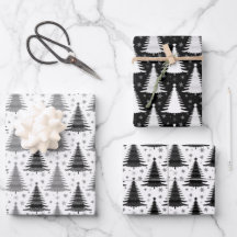 Elegantes Schwarz-Weiß-Weihnachtsbaummuster