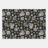 Elegantes Schwarz-Weiß-Weihnachtswrapping Paper Geschenkpapier Set (Vorderseite 3)