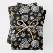 Elegantes Schwarz-Weiß-Weihnachtswrapping Paper Geschenkpapier Set (Beispiel)